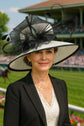 Wide Brim Sinamay Kentucky Derby Hat: White & Black Feathered Tea Party Hat