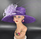 Purple+Lavender Feather Flower( More color options ) Wide Brim Sinamay Hat Kentucky Derby Hat Carriage Tea Party Wedding Mother of bride hat