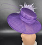 Purple+Lavender Feather Flower( More color options ) Wide Brim Sinamay Hat Kentucky Derby Hat Carriage Tea Party Wedding Mother of bride hat