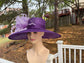 Wide Brim Kentucky Derby Hat, Ascot Hat for Wedding & Tea Party, Garden Party Hat, Mother of the Bride, Church Purple Lilac
