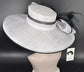 White w Black Feather Hat, Kentucky Derby, Tea Party, Wedding, Church, Royal Ascot  Wide Brim Sinamay Hat Oaks Day Hat