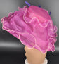 New Kentucky Derby, Church, Wedding, Tea Party with Big Bow & Flower 7" Wide Brim Organza Hat (Violet  w purple)