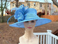 Elegant Light Blue Sinamay Derby Hat, Wide Brim Fascinator for Kentucky Derby, Wedding Guest Hat, Tea Party Hat, Ascot Hat for Women