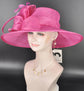 Elegant Hot Pink Sinamay Derby Hat, Wide Brim Fascinator for Kentucky Derby, Wedding Guest Hat, Tea Party Hat, Ascot Hat for Women