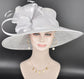 Elegant White Sinamay Derby Hat, Wide Brim Fascinator for Kentucky Derby, Wedding Guest Hat, Tea Party Hat, Ascot Hat for Women