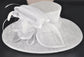 Elegant White Sinamay Derby Hat, Wide Brim Fascinator for Kentucky Derby, Wedding Guest Hat, Tea Party Hat, Ascot Hat for Women