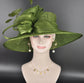 Elegant Olive Green Sinamay Derby Hat, Wide Brim Fascinator for Kentucky Derby, Wedding Guest Hat, Tea Party Hat, Ascot Hat for Women
