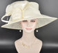 Elegant Off White/ Ivory Sinamay Derby Hat, Wide Brim Fascinator for Kentucky Derby, Wedding Guest Hat, Tea Party Hat, Ascot Hat  For Women