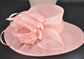 Peach Pink Three Layer Wide Brim Sinamay Hat Kentucky Derby Hat Wedding Church Tea Party Garden Carriage Party Ascort Royal Party Hat