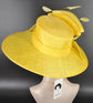Elegant Lemon Yellow Sinamay Derby Hat, Wide Brim Fascinator for Kentucky Derby, Wedding Guest Hat, Tea Party Hat, Ascot Hat  For Women