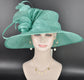 Elegant Turquoise Sinamay Derby Hat, Wide Brim Fascinator for Kentucky Derby, Wedding Guest Hat, Tea Party Hat, Ascot Hat  For Women