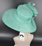 Elegant Turquoise Sinamay Derby Hat, Wide Brim Fascinator for Kentucky Derby, Wedding Guest Hat, Tea Party Hat, Ascot Hat  For Women
