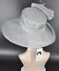 Elegant Silver/ Gray  Sinamay Derby Hat, Wide Brim Fascinator for Kentucky Derby, Wedding Guest Hat, Tea Party Hat, Ascot Hat  For Women