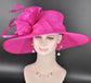 Elegant Fuchsia Pink Sinamay Derby Hat, Wide Brim Fascinator for Kentucky Derby, Wedding Guest Hat, Tea Party Hat, Ascot Hat  For Women