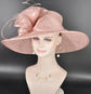 Elegant Blush Pink Sinamay Derby Hat, Wide Brim Fascinator for Kentucky Derby, Wedding Guest Hat, Tea Party Hat, Ascot Hat  For Women