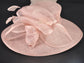 Elegant Blush Pink Sinamay Derby Hat, Wide Brim Fascinator for Kentucky Derby, Wedding Guest Hat, Tea Party Hat, Ascot Hat  For Women