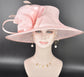 Elegant Baby Pink Sinamay Derby Hat, Wide Brim Fascinator for Kentucky Derby, Wedding Guest Hat, Tea Party Hat, Ascot Hat  For Women