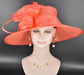 Elegant Coral Pink Sinamay Derby Hat, Wide Brim Fascinator for Kentucky Derby, Wedding Guest Hat, Tea Party Hat, Ascot Hat  For Women