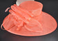 Elegant Coral Pink Sinamay Derby Hat, Wide Brim Fascinator for Kentucky Derby, Wedding Guest Hat, Tea Party Hat, Ascot Hat  For Women