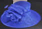Elegant Royal Blue Sinamay Derby Hat, Wide Brim Fascinator for Kentucky Derby, Wedding Guest Hat, Tea Party Hat, Ascot Hat  For Women