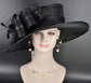 Black Kentucky Derby Hat, Wide Brim Sinamay Hat  for Women, Royal Ascot Hat, Tea Party Hat, Wedding Guest Hat, Spring Racing Hat