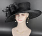 Black Kentucky Derby Hat, Wide Brim Sinamay Hat  for Women, Royal Ascot Hat, Tea Party Hat, Wedding Guest Hat, Spring Racing Hat