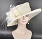 Off White/Ivory Kentucky Derby Hat, Wide Brim Sinamay Hat  for Women, Royal Ascot Hat, Tea Party Hat, Wedding Guest Hat, Spring Racing Hat