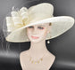 Off White/Ivory Kentucky Derby Hat, Wide Brim Sinamay Hat  for Women, Royal Ascot Hat, Tea Party Hat, Wedding Guest Hat, Spring Racing Hat