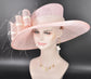 Baby Pink w Ivory Kentucky Derby Hat, Wide Brim Sinamay Hat  for Women, Royal Ascot Hat, Tea Party Hat, Wedding Guest Hat, Spring Racing Hat
