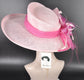 Baby Pink w Hot Pink Kentucky Derby Hat, Wide Brim Sinamay Hat  Royal Ascot Hat, Tea Party Hat, Wedding Guest Hat, Spring Racing Hat