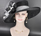 Black w White Kentucky Derby Hat, Wide Brim Sinamay Hat  Royal Ascot Hat, Tea Party Hat, Wedding Guest Hat, Spring Racing Hat
