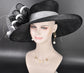 Black w White Kentucky Derby Hat, Wide Brim Sinamay Hat  Royal Ascot Hat, Tea Party Hat, Wedding Guest Hat, Spring Racing Hat