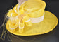 Lemon Yellow w White Kentucky Derby Hat, Wide Brim Sinamay Hat  Royal Ascot Hat, Tea Party Hat, Wedding Guest Hat, Spring Racing Hat