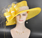 Lemon Yellow w White Kentucky Derby Hat, Wide Brim Sinamay Hat  Royal Ascot Hat, Tea Party Hat, Wedding Guest Hat, Spring Racing Hat