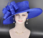 Royal Blue Kentucky Derby Hat, Wide Brim Sinamay Hat  Royal Ascot Hat, Tea Party Hat, Wedding Guest Hat, Spring Racing Hat