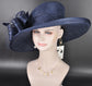Navy Blue Kentucky Derby Hat, Wide Brim Sinamay Hat  Royal Ascot Hat, Tea Party Hat, Wedding Guest Hat, Spring Racing Hat