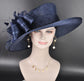 Navy Blue Kentucky Derby Hat, Wide Brim Sinamay Hat  Royal Ascot Hat, Tea Party Hat, Wedding Guest Hat, Spring Racing Hat