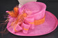 Hot Pink Orange Wide Brim Kentucky Derby Hat, Ascot Hat for Wedding & Tea Party, Garden Party Hat, Mother of the Bride, Church