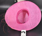 Hot Pink w Orange  Derby Hat, Wide Brim Sinamay Hat  Royal Ascot Hat, Tea Party Hat, Wedding Guest Hat, Spring Racing Hat