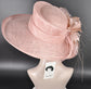 Blush/Dusty Pink  Derby Hat, Wide Brim Sinamay Hat  Royal Ascot Hat, Tea Party Hat, Wedding Guest Hat, Spring Racing Hat
