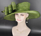 Olive Green  Derby Hat, Wide Brim Sinamay Hat  Royal Ascot Hat, Tea Party Hat, Wedding Guest Hat, Spring Racing Hat