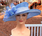 Light Blue /White Kentucky Derby Hat, Wide Brim Sinamay Hat  for Women, Royal Ascot Hat, Tea Party Hat, Wedding Guest Hat, Spring Racing Hat