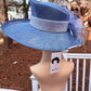 Light Blue /White Kentucky Derby Hat, Wide Brim Sinamay Hat  for Women, Royal Ascot Hat, Tea Party Hat, Wedding Guest Hat, Spring Racing Hat