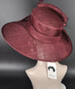 Elegant Burgundy/ Wine/Maroon Sinamay Derby Hat, Wide Brim Fascinator for Kentucky Derby, Wedding Guest Hat, Tea Party Hat, Ascot Hat