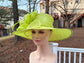 Lime Green Three Layer Wide Brim Sinamay Hat Kentucky Derby Hat Wedding Church Tea Party Garden Carriage Party Ascort Royal Party Hat