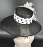 Black w White Kentucky Derby Hat Tea Party Wide Brim Sinamay Hat