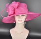 Elegant Hot Pink Sinamay Derby Hat, Wide Brim Fascinator for Kentucky Derby, Wedding Guest Hat, Tea Party Hat, Ascot Hat for Women