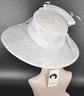 Elegant White Sinamay Derby Hat, Wide Brim Fascinator for Kentucky Derby, Wedding Guest Hat, Tea Party Hat, Ascot Hat for Women