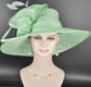 Elegant Mint Green Sinamay Derby Hat, Wide Brim Fascinator for Kentucky Derby, Wedding Guest Hat, Tea Party Hat, Ascot Hat for Women