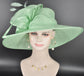 Elegant Mint Green Sinamay Derby Hat, Wide Brim Fascinator for Kentucky Derby, Wedding Guest Hat, Tea Party Hat, Ascot Hat for Women